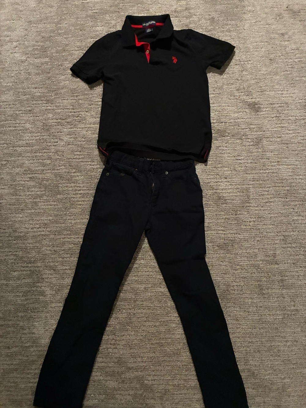 U.S. Polo Assn. Big boys Slim Black Jeans and shirt SET